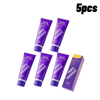 Pasta Dental Blanca y Morada Brillante 3X 1/3/5/10. Limpia Profundamente Entre los Dientes. Menta refrescante. Elimina las Manchas de Placa. Cuidado de la higiene bucal.