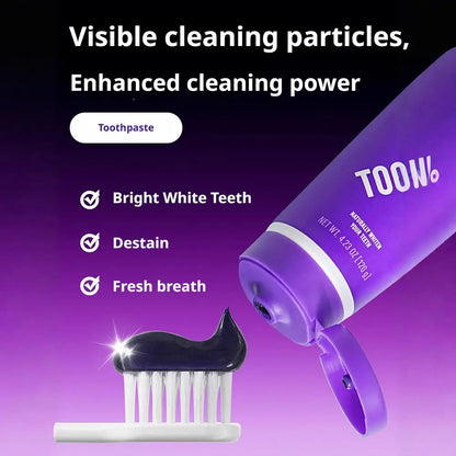 Pasta Dental Blanca y Morada Brillante 3X 1/3/5/10. Limpia Profundamente Entre los Dientes. Menta refrescante. Elimina las Manchas de Placa. Cuidado de la higiene bucal.