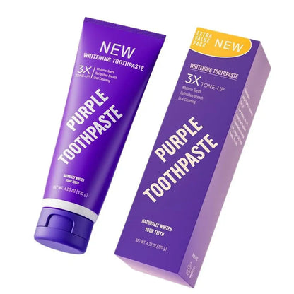 Pasta Dental Blanca y Morada Brillante 3X 1/3/5/10. Limpia Profundamente Entre los Dientes. Menta refrescante. Elimina las Manchas de Placa. Cuidado de la higiene bucal.